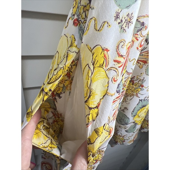 Free People Yara Floral Printed Peasant Flutter Sleeve Mini Dress Size Large NWT - Picture 10 of 15